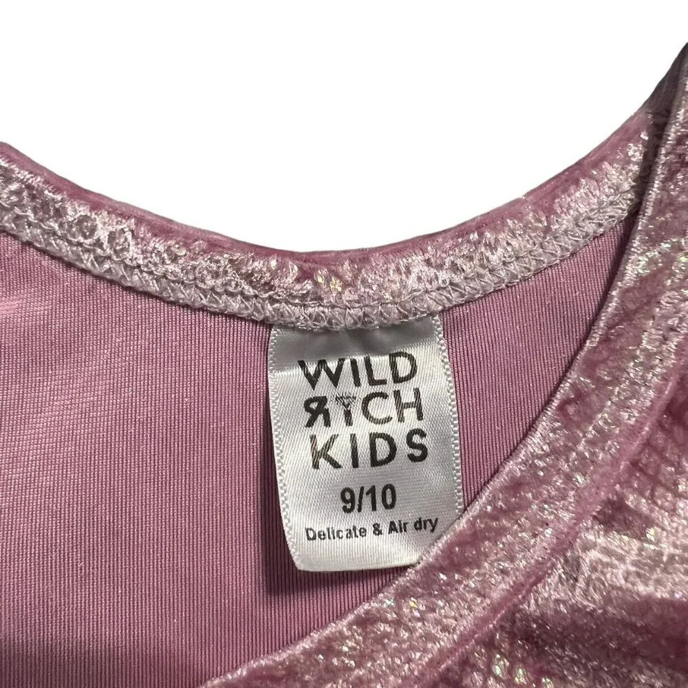 Wild Rich Kids WRK 9/10Y Pink Metallic Velour Skirted Romper